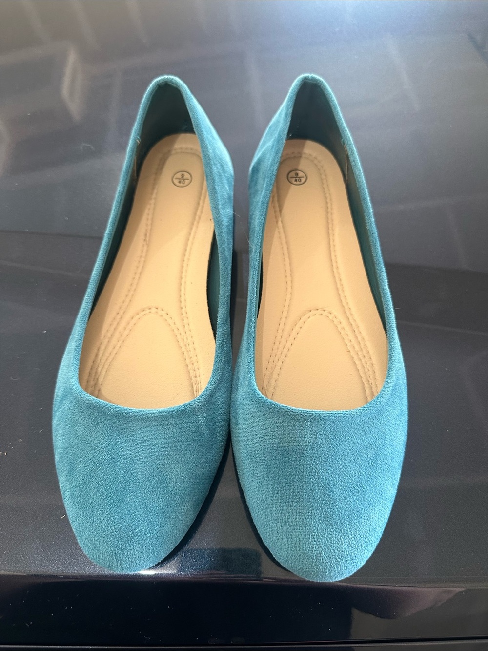 Teal Suede Women's Ballet Flats